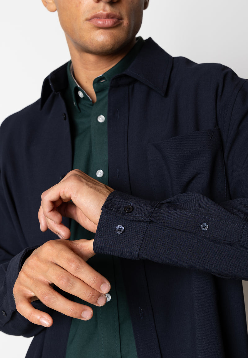 Clean Cut Copenhagen Alfred shirt Shirts L/S Dark Navy