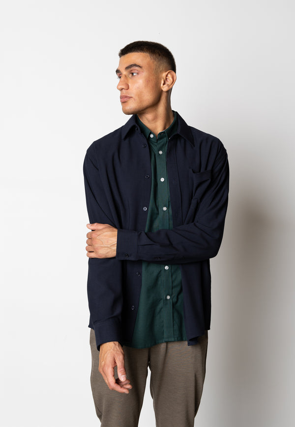 Clean Cut Copenhagen Alfred shirt Shirts L/S Dark Navy