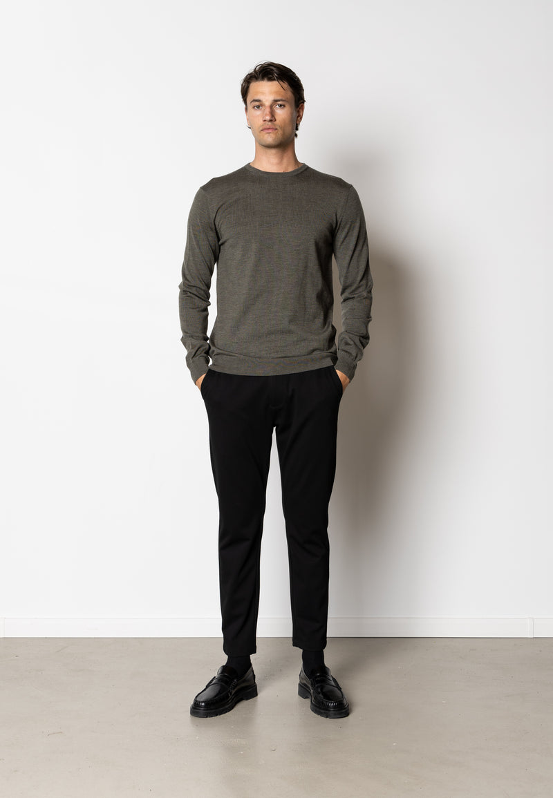 Clean Cut Copenhagen Alfredo merino wool jumper Knit Army Melange