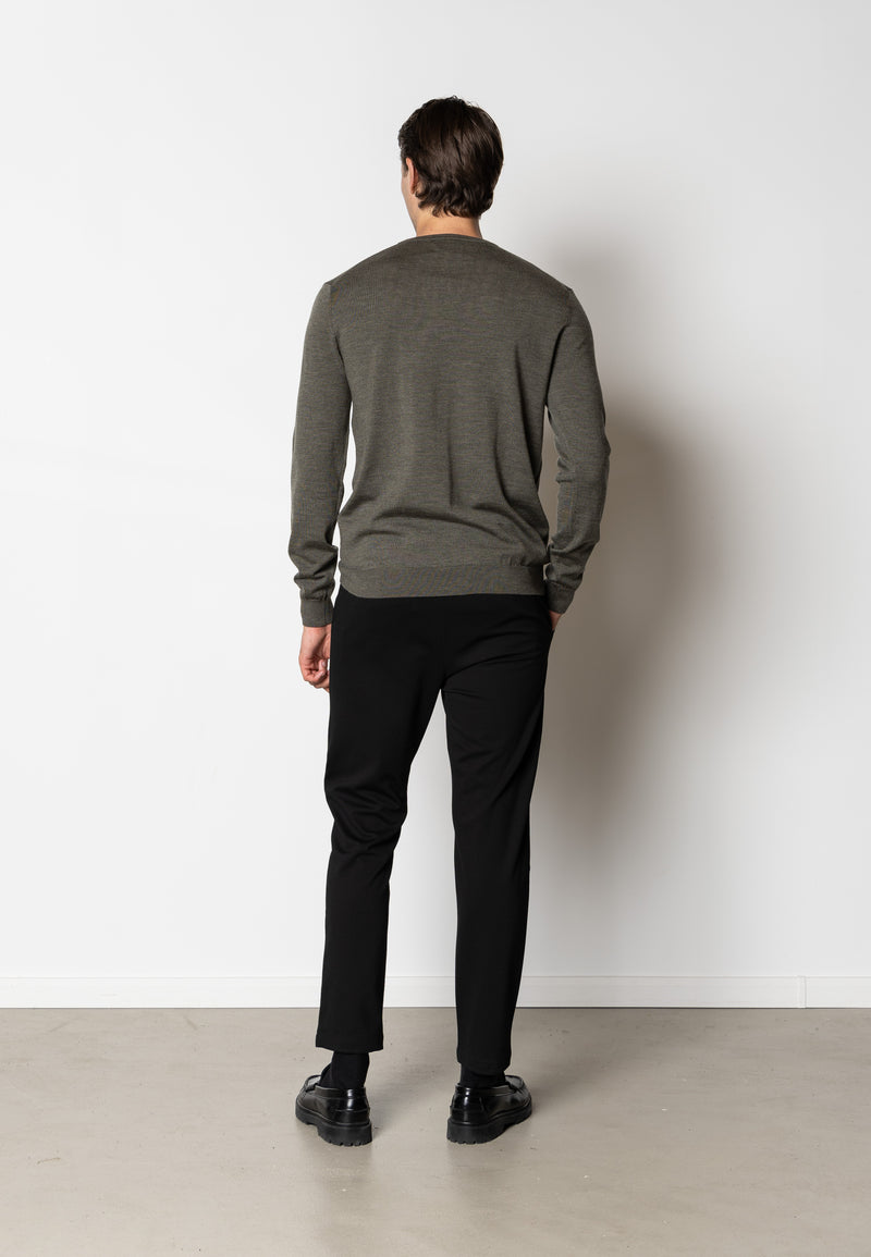 Clean Cut Copenhagen Alfredo merino wool jumper Knit Army Melange