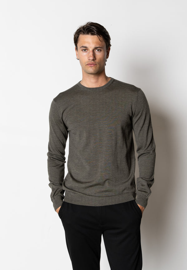 Clean Cut Copenhagen Alfredo merino wool jumper Knit Army Melange