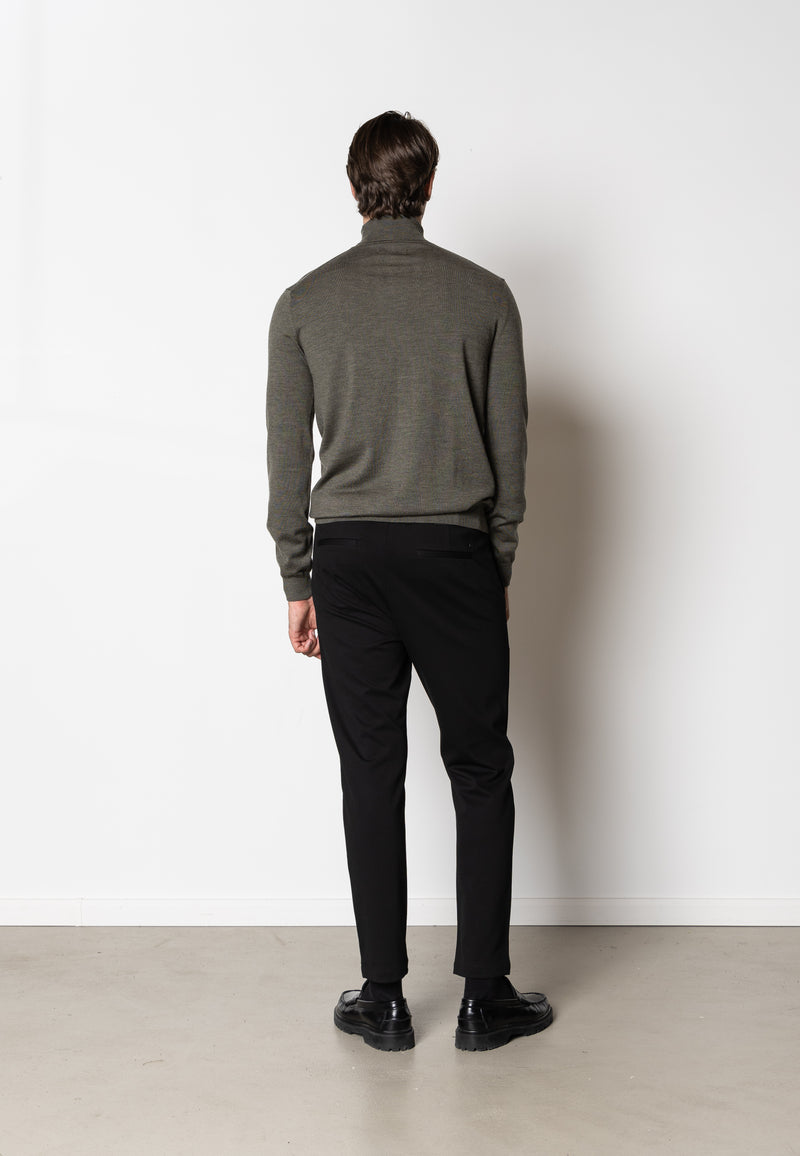 Clean Cut Copenhagen Alfredo merino wool roll neck Knit Army Melange