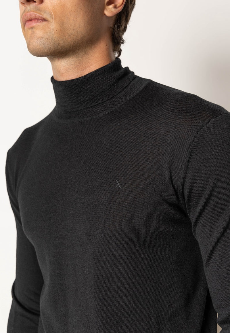 Clean Cut Copenhagen Alfredo merino wool roll neck Knit Black