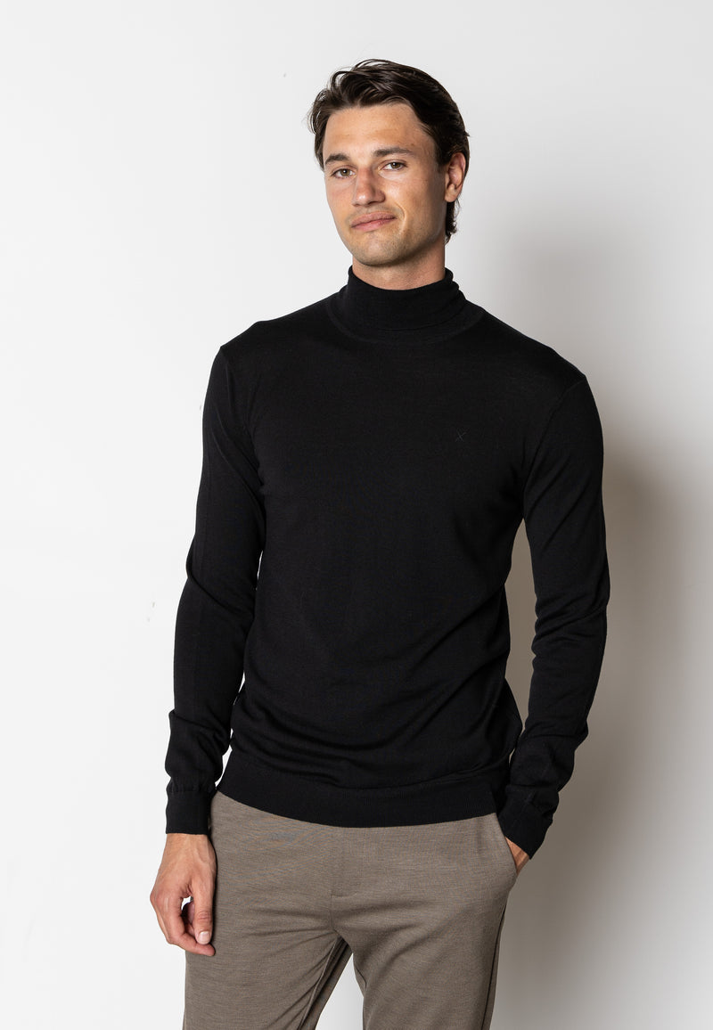 Clean Cut Copenhagen Alfredo merino wool roll neck Knit Black