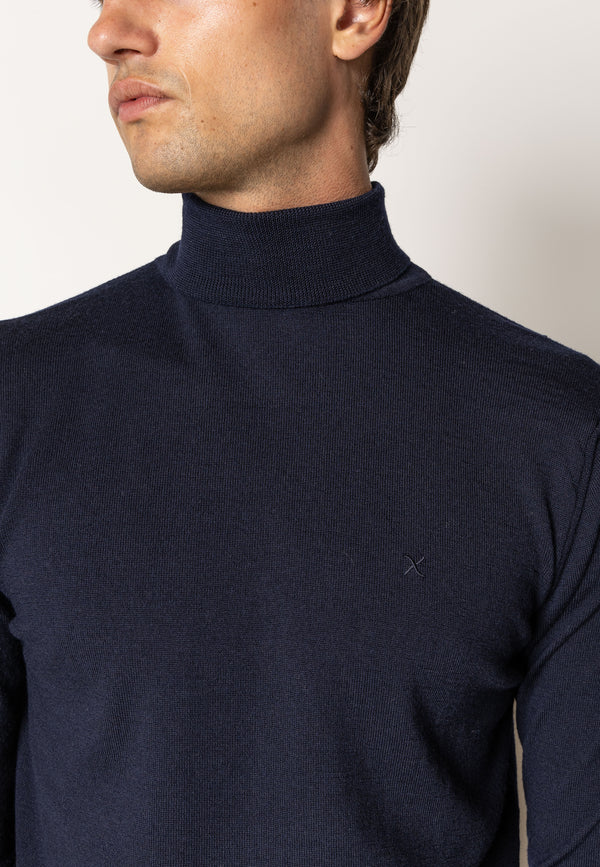 Clean Cut Copenhagen Alfredo merino wool roll neck Knit Dark Navy