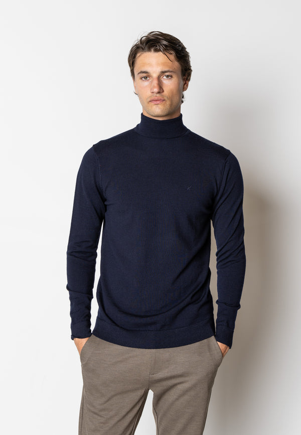 Clean Cut Copenhagen Alfredo merino wool roll neck Knit Dark Navy