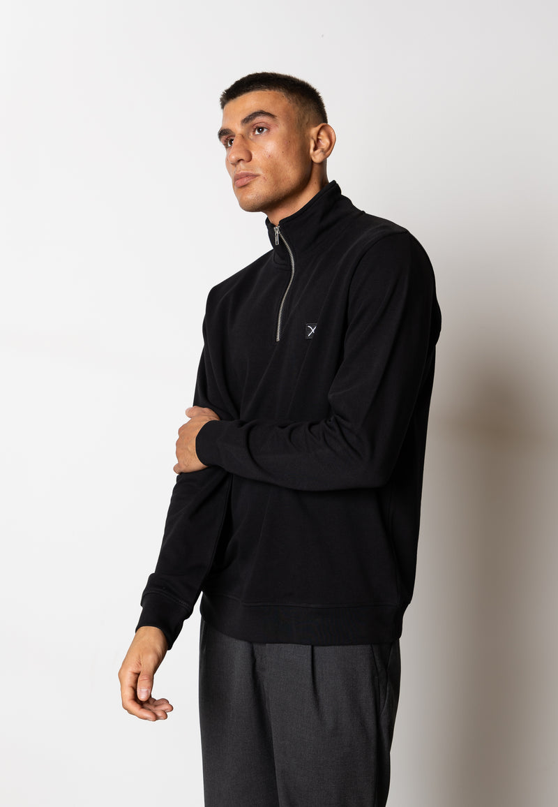 Basic organic half zip sweatshirt Black eu.cleancutcopenhagen