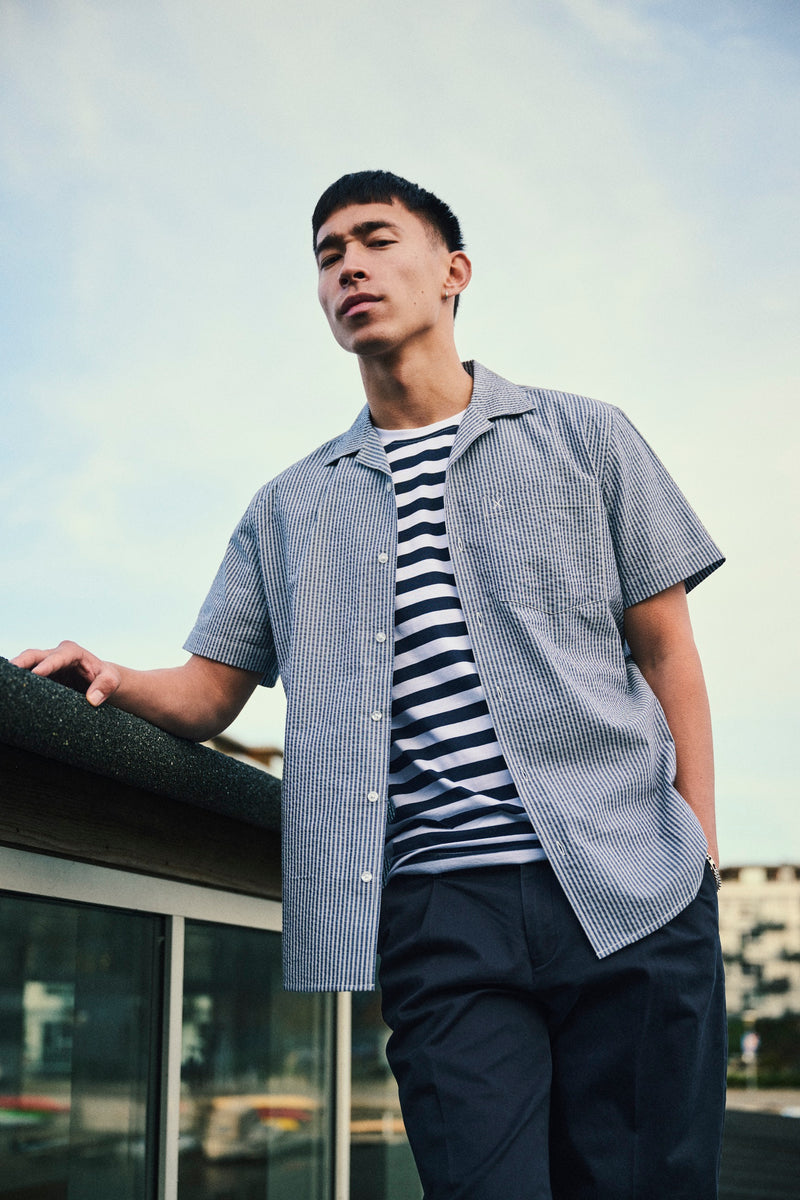 Clean Cut Copenhagen Basic Striped tee SS T-shirts S/S Navy/White