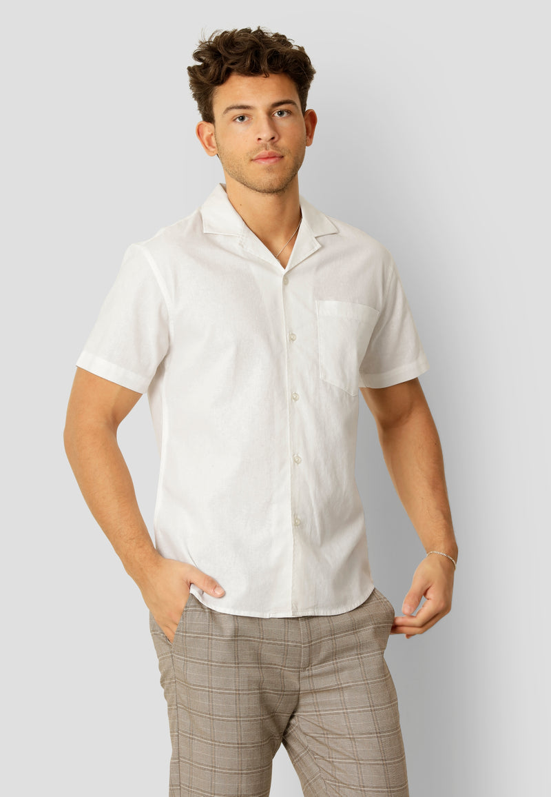 Clean Cut Copenhagen Bowling cotton/linen S/S shirt Shirts S/S White