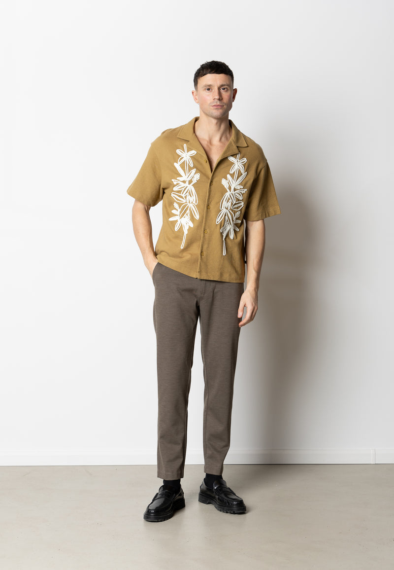 Clean Cut Copenhagen Calton embroidery shirt Shirts S/S Dark Khaki