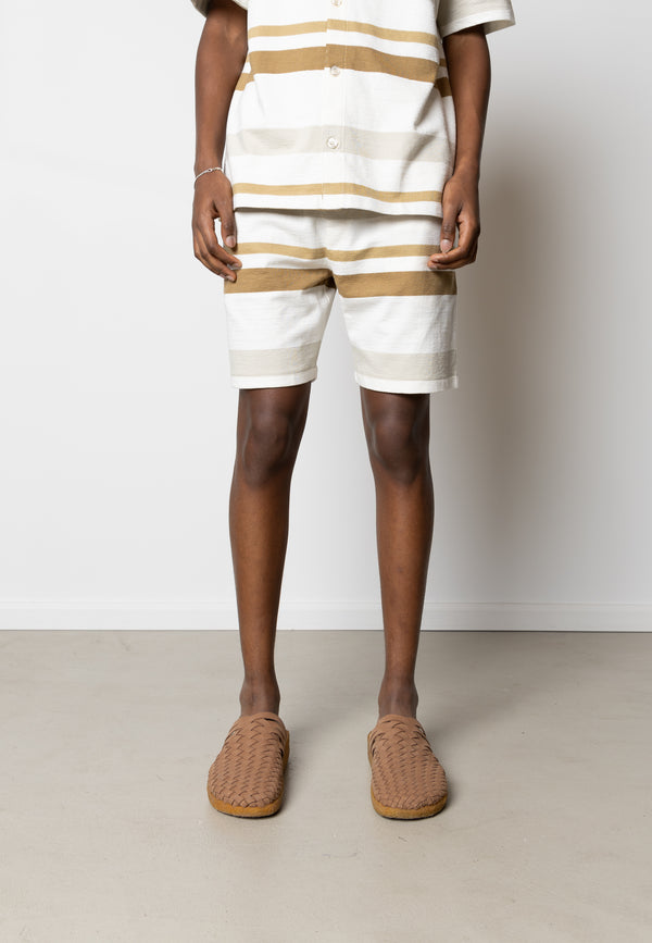 Clean Cut Copenhagen Calton striped cotton shorts Shorts Ecru/Khaki Stripe