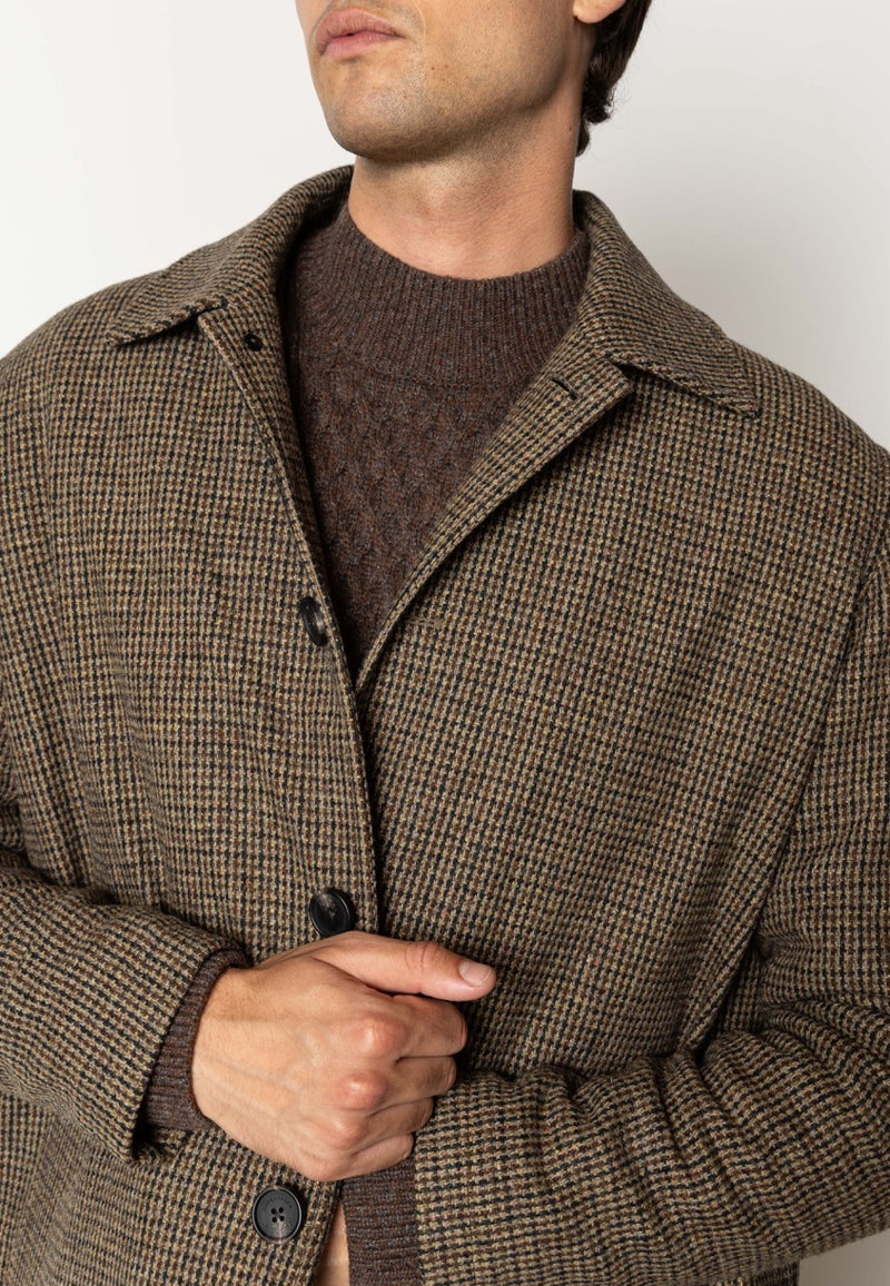 Clean Cut Copenhagen Carlos checked wool coat Jackets Dark khaki/Deep green check