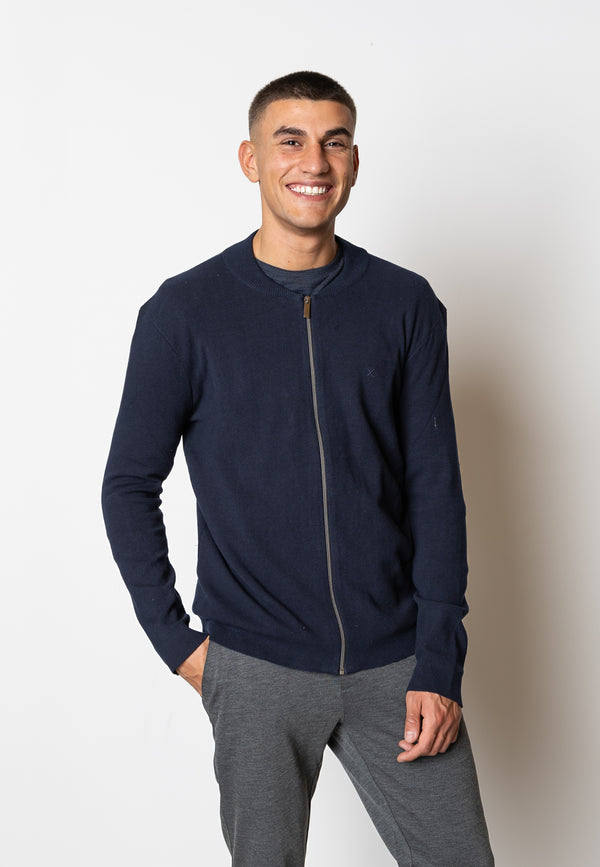 Clean Cut Copenhagen Christian knitted zip cardigan Knit Navy