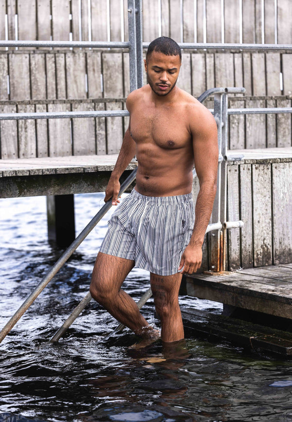Clean Cut Copenhagen Clean Cut swim shorts Shorts Brown/Navy Striped
