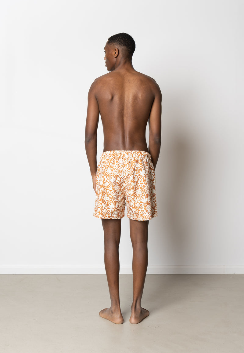 Clean Cut Copenhagen Clean Cut swim shorts Swim shorts Orange / Ecru Flower