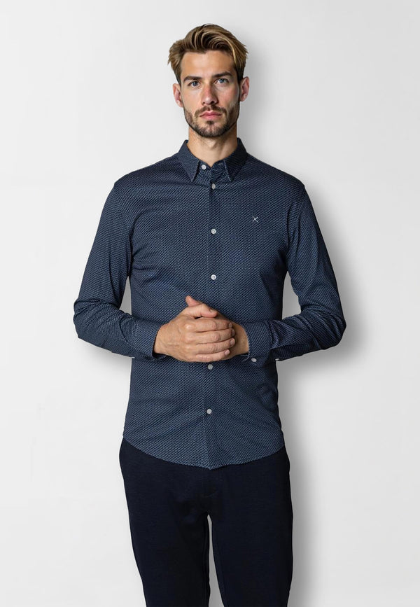 Clean Cut Copenhagen Clean formal AOP shirt Shirts L/S Navy