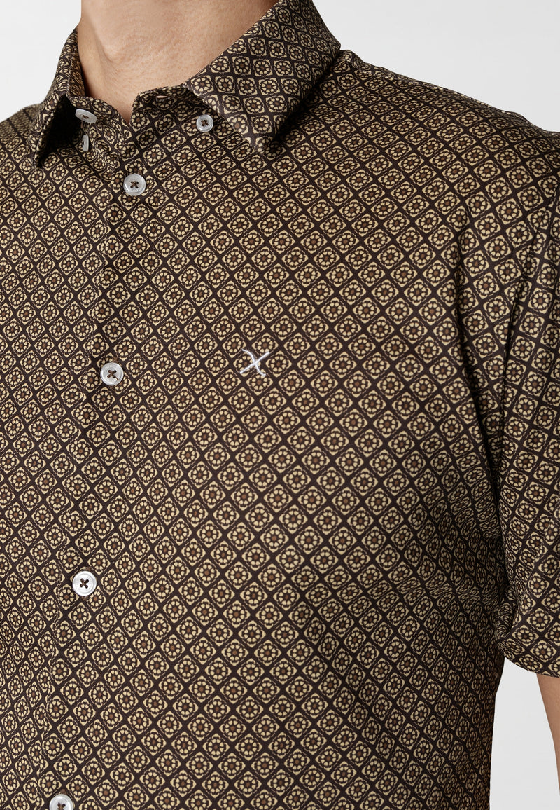 Clean Cut Copenhagen Clean formal AOP shirt Shirts S/S Brown