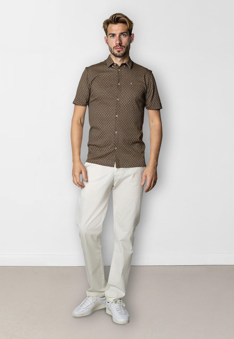 Clean Cut Copenhagen Clean formal AOP shirt Shirts S/S Brown