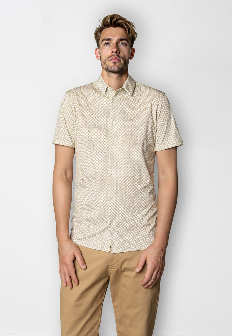 Clean Cut Copenhagen Clean formal AOP shirt Shirts S/S Ecru