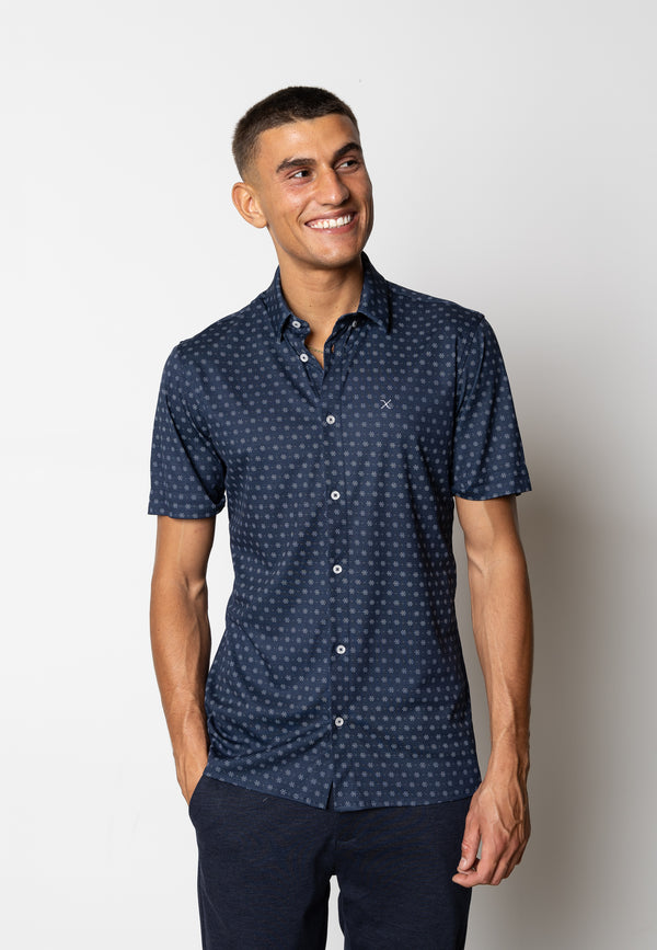 Clean Cut Copenhagen Clean formal AOP shirt Shirts S/S Navy