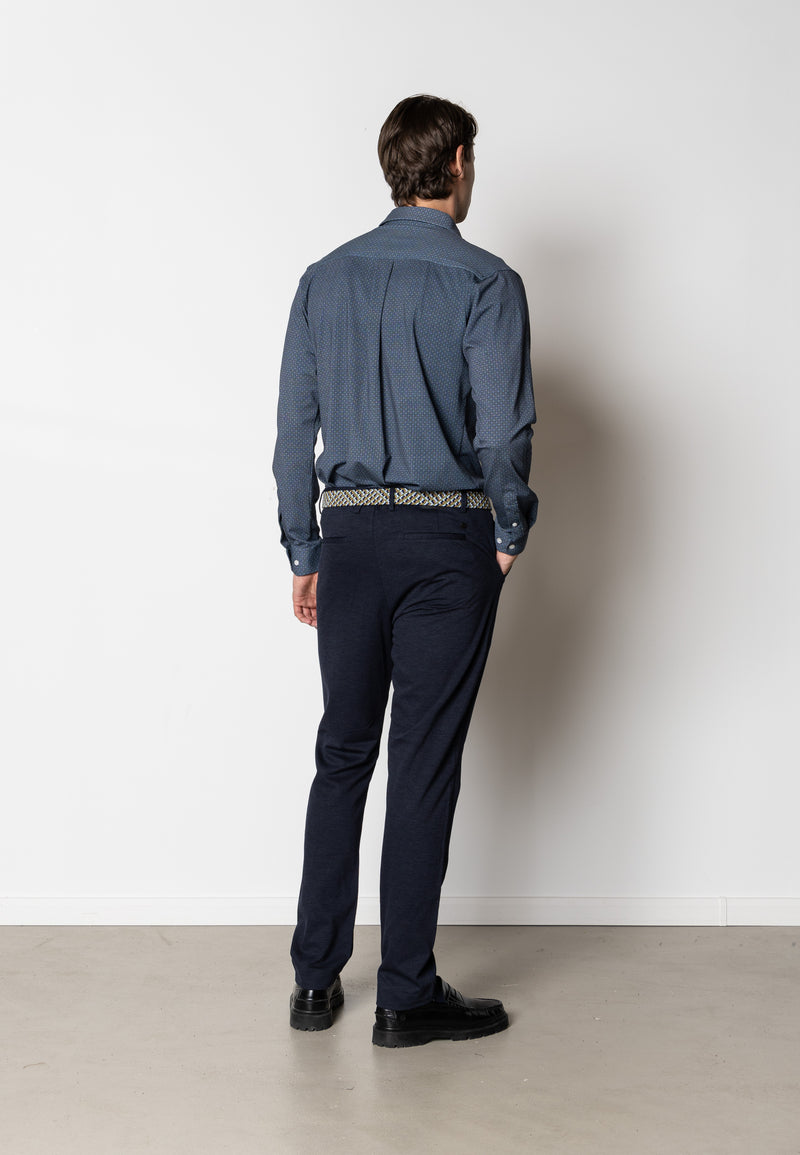 Clean Cut Copenhagen Clean formal printed stretch shirt Shirts L/S Navy/Ecru