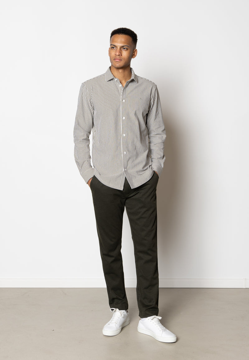 Clean Cut Copenhagen Clean formal striped shirt Shirts L/S Army/White striped