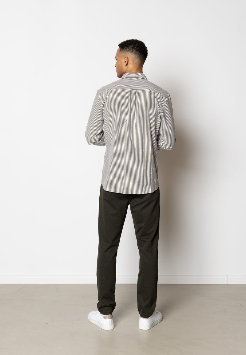 Clean Cut Copenhagen Clean formal striped shirt Shirts L/S Army/White striped