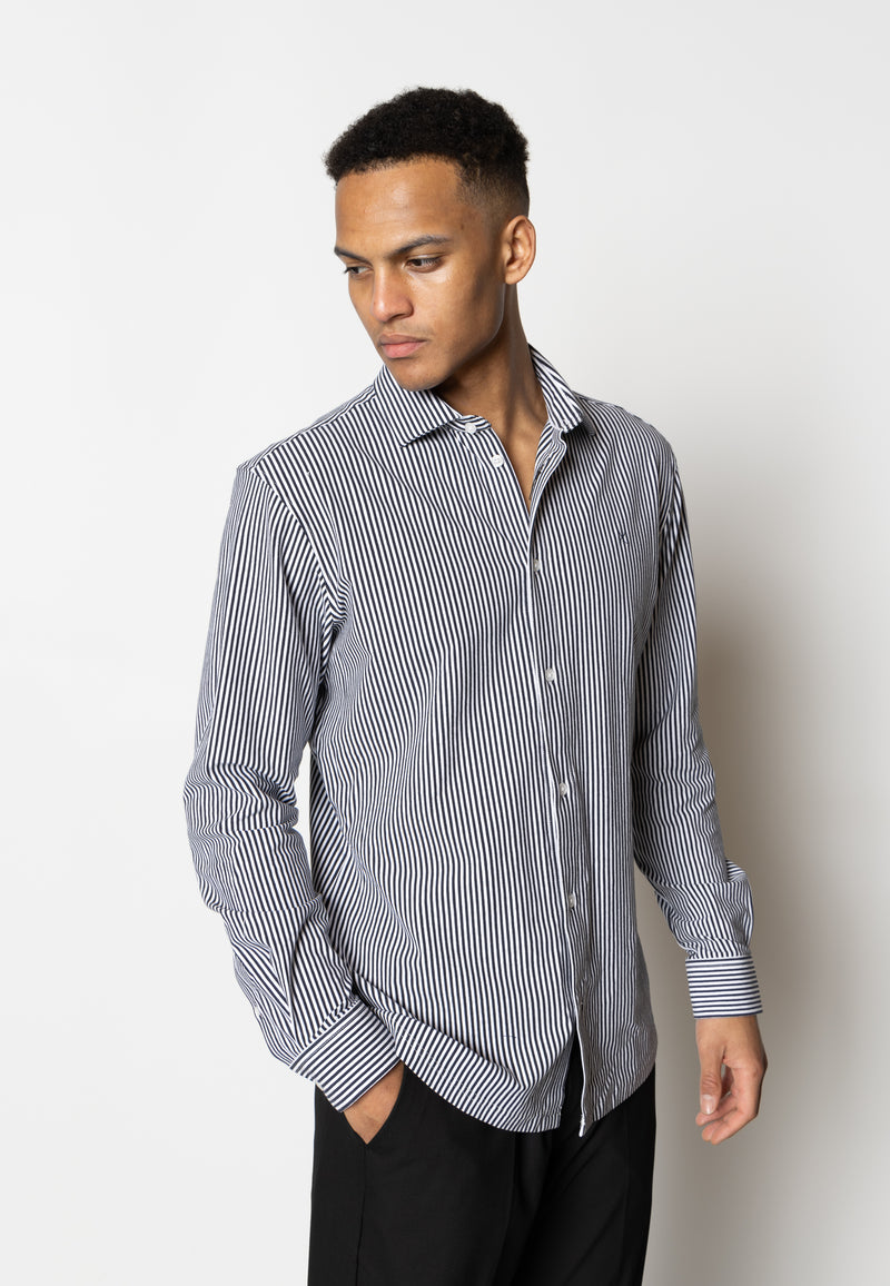 Clean Cut Copenhagen Clean formal striped shirt Shirts L/S Navy/White striped