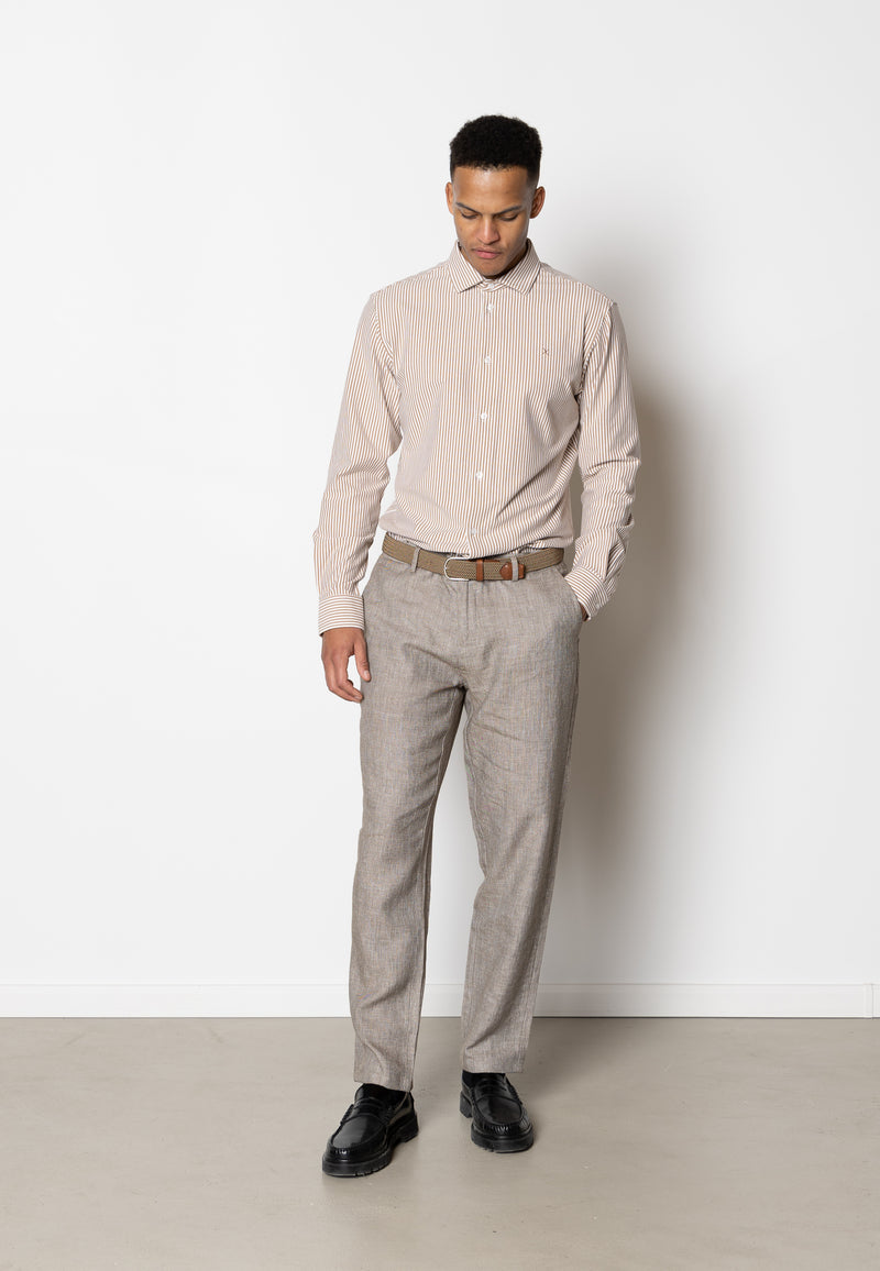 Clean Cut Copenhagen Clean formal striped shirt Shirts L/S Warm Sand/White striped
