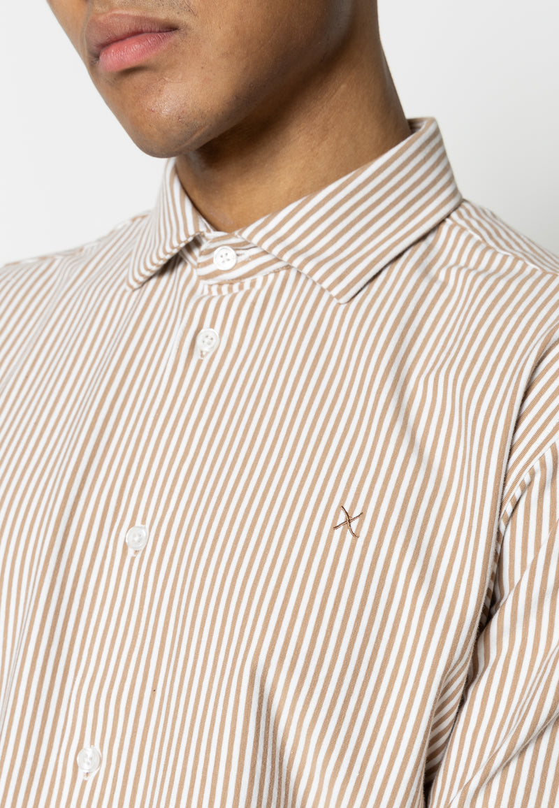 Clean Cut Copenhagen Clean formal striped shirt Shirts L/S Warm Sand/White striped