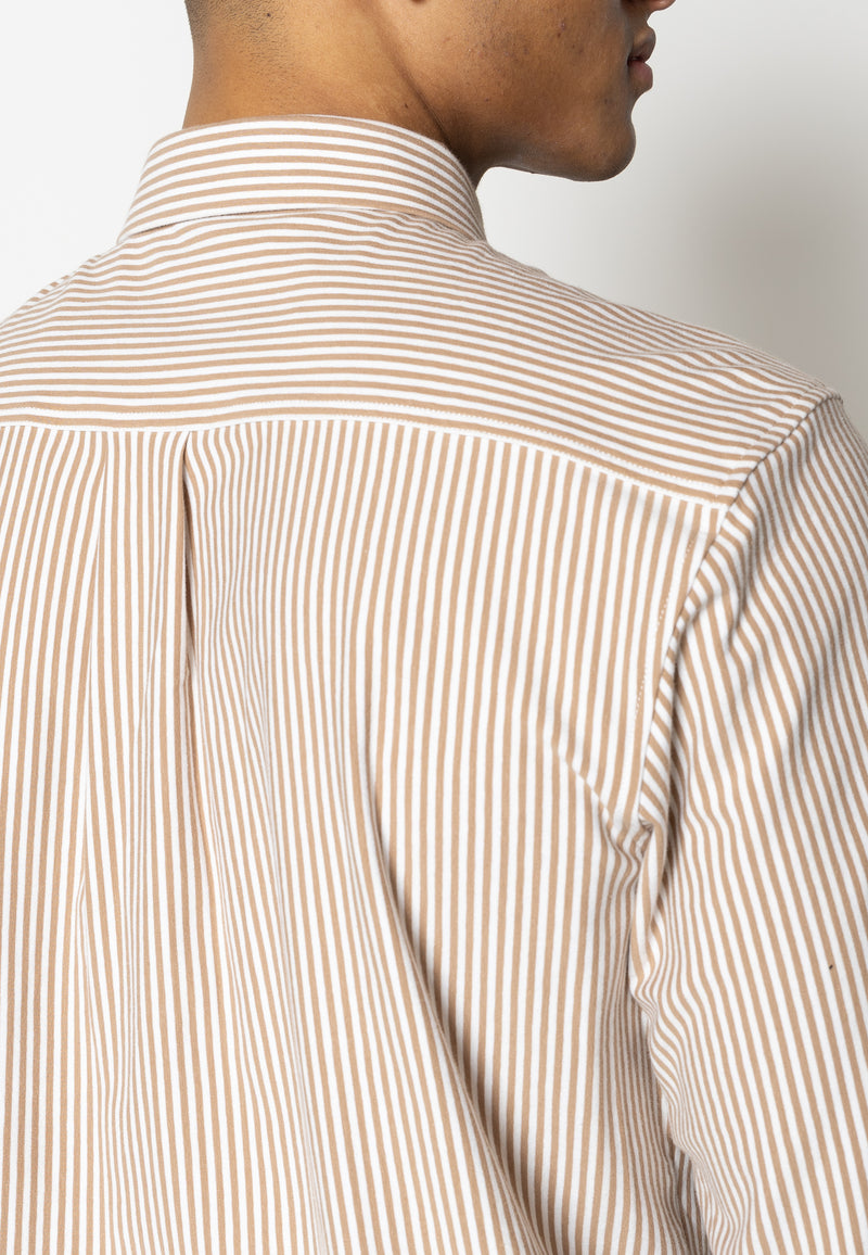 Clean Cut Copenhagen Clean formal striped shirt Shirts L/S Warm Sand/White striped