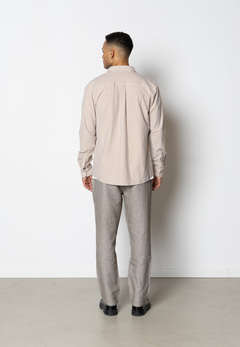Clean Cut Copenhagen Clean formal striped shirt Shirts L/S Warm Sand/White striped