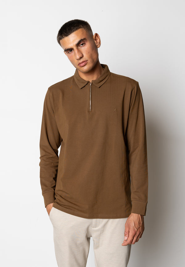 Clean Cut Copenhagen Clean zip polo Polos Brown