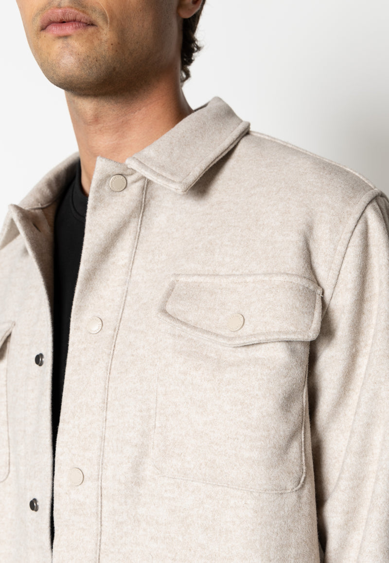 Clean Cut Copenhagen Dean flannel bonded overshirt Shirts L/S Soft Sand Melange