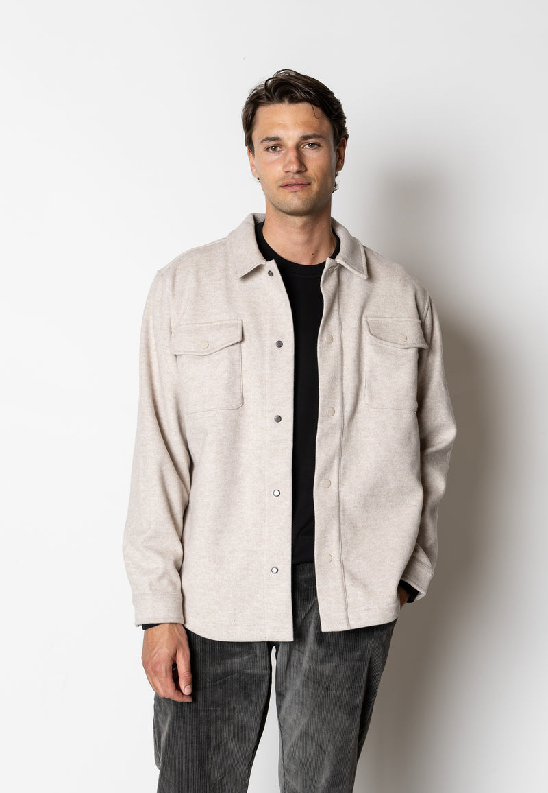 Clean Cut Copenhagen Dean flannel bonded overshirt Shirts L/S Soft Sand Melange