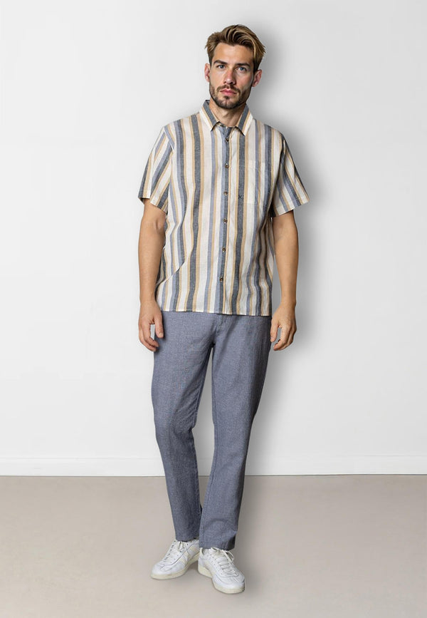 Clean Cut Copenhagen Eli S/S shirt Shirts S/S Ecru/Blue stripe