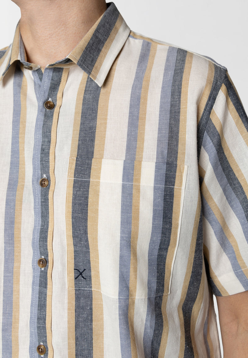 Clean Cut Copenhagen Eli S/S shirt Shirts S/S Ecru/Blue stripe