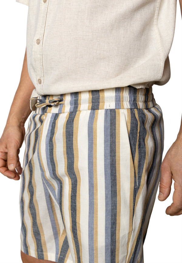 Clean Cut Copenhagen Eli cotton/linen shorts Shorts Ecru/Blue stripe