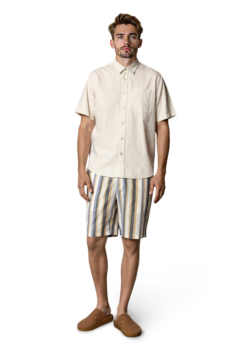 Clean Cut Copenhagen Eli cotton/linen shorts Shorts Ecru/Blue stripe