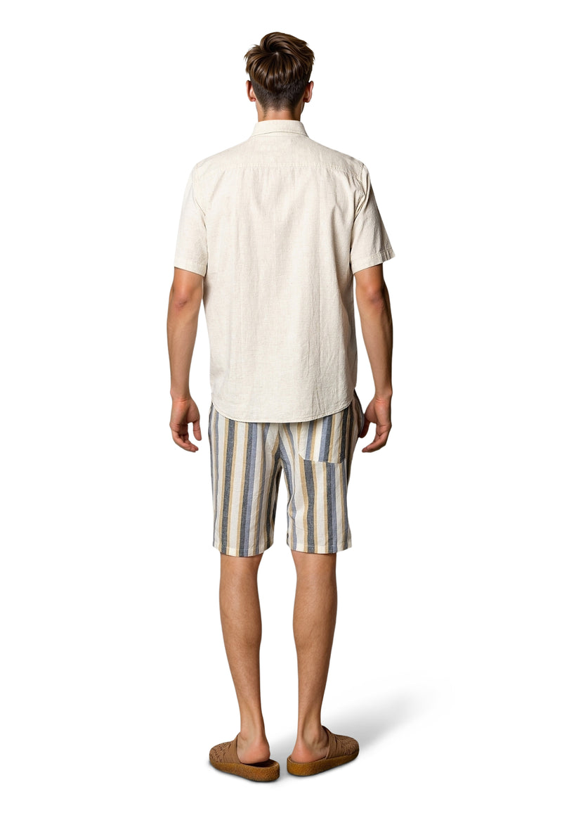 Clean Cut Copenhagen Eli cotton/linen shorts Shorts Ecru/Blue stripe