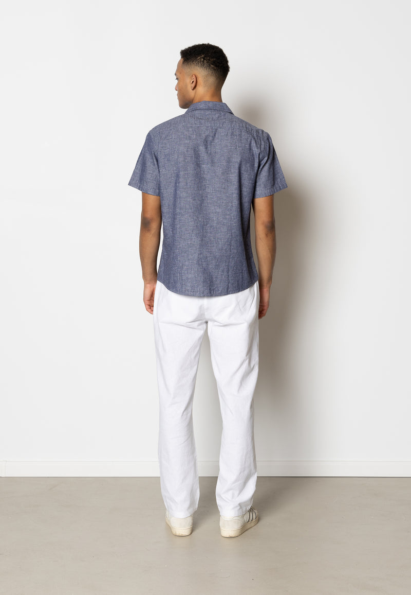 Clean Cut Copenhagen Giles cotton/linen shirt Shirts S/S Dark Blue Melange