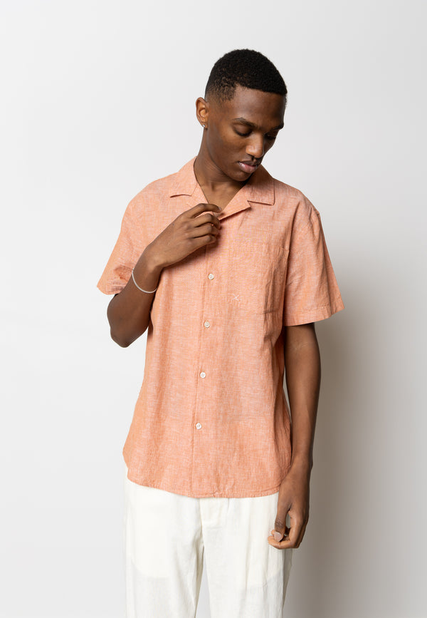Clean Cut Copenhagen Giles cotton/linen shirt Shirts S/S Orange Melange