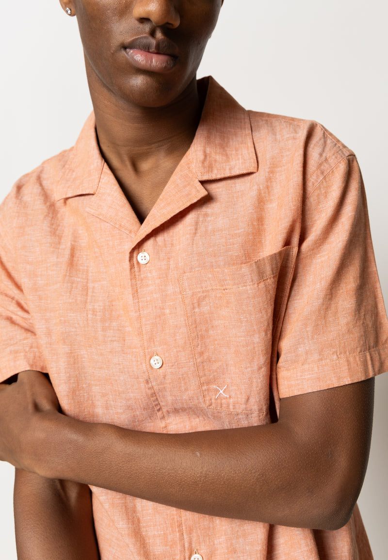 Clean Cut Copenhagen Giles cotton/linen shirt Shirts S/S Orange Melange