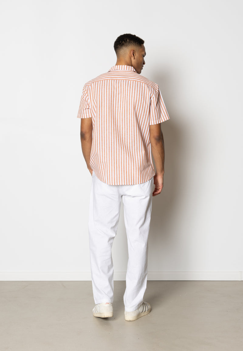 Clean Cut Copenhagen Giles cotton/linen shirt Shirts S/S Orange/Ecru