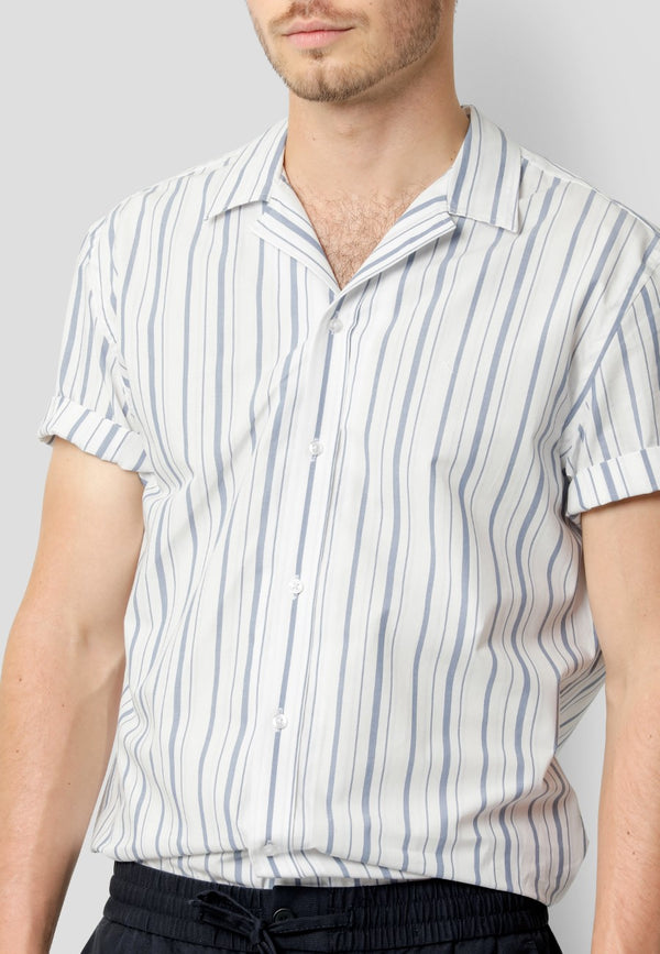 Clean Cut Copenhagen Harrison bowling shirt Shirts S/S Blue Stripe