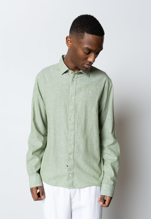 Clean Cut Copenhagen Jamie cotton/linen shirt Shirts L/S Green Melange