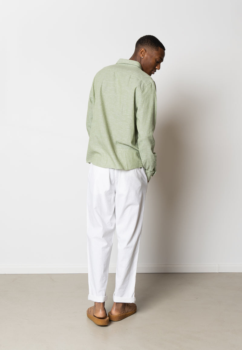 Clean Cut Copenhagen Jamie cotton/linen shirt Shirts L/S Green Melange