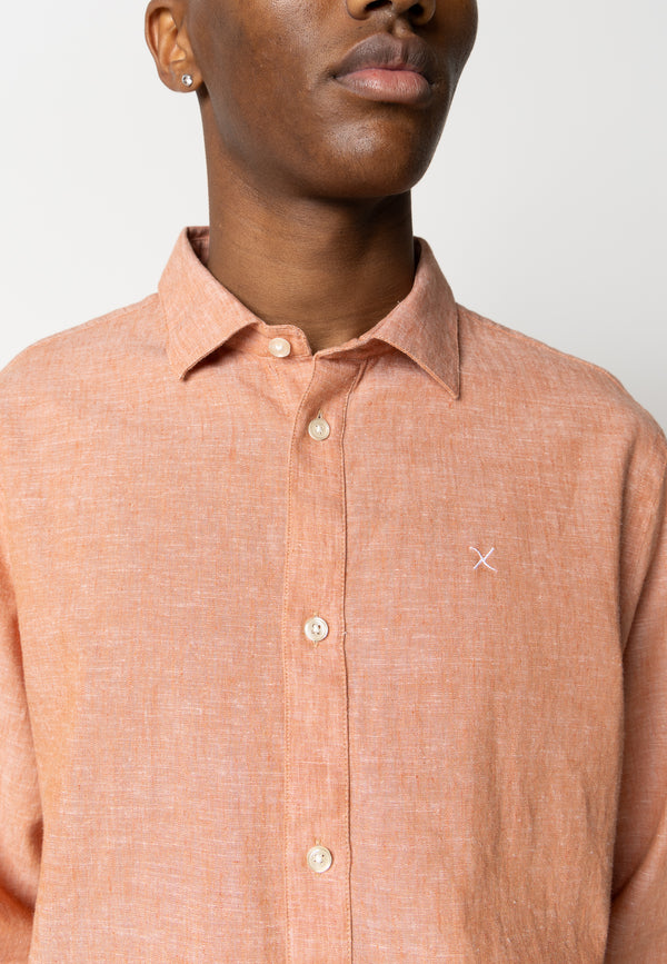 Clean Cut Copenhagen Jamie cotton/linen shirt Shirts L/S Orange Melange