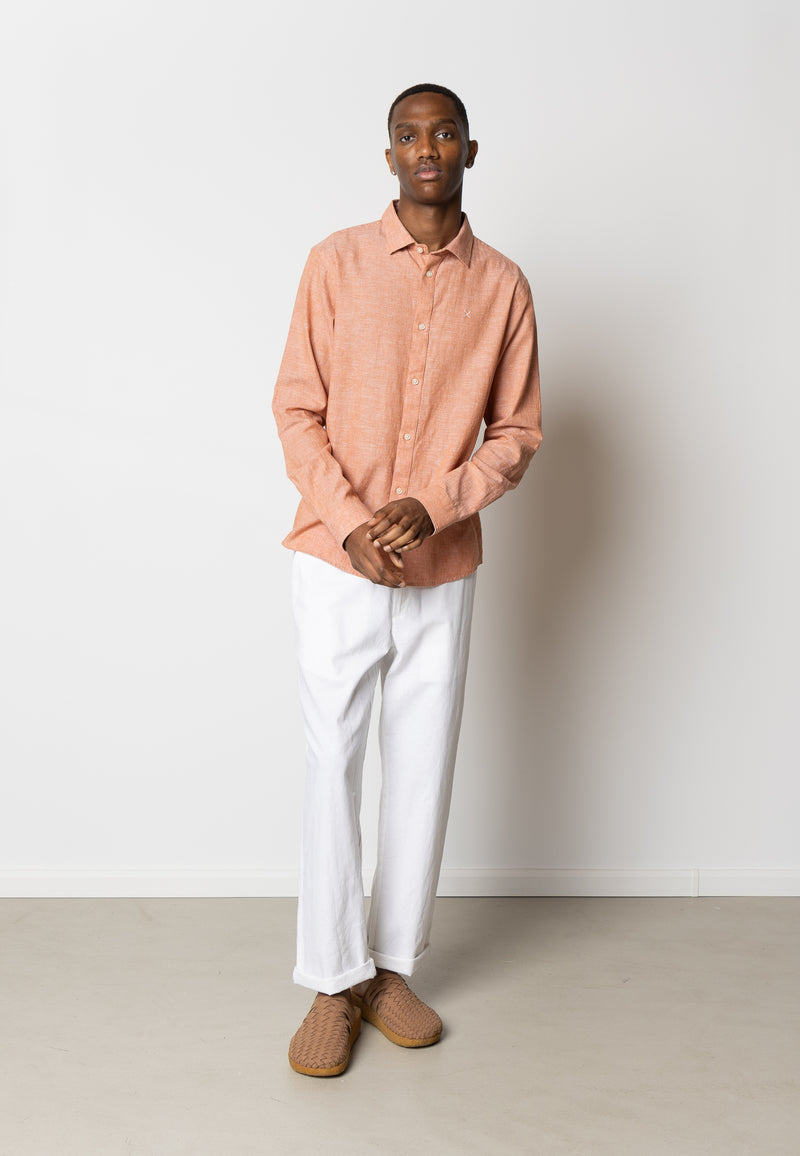 Clean Cut Copenhagen Jamie cotton/linen shirt Shirts L/S Orange Melange