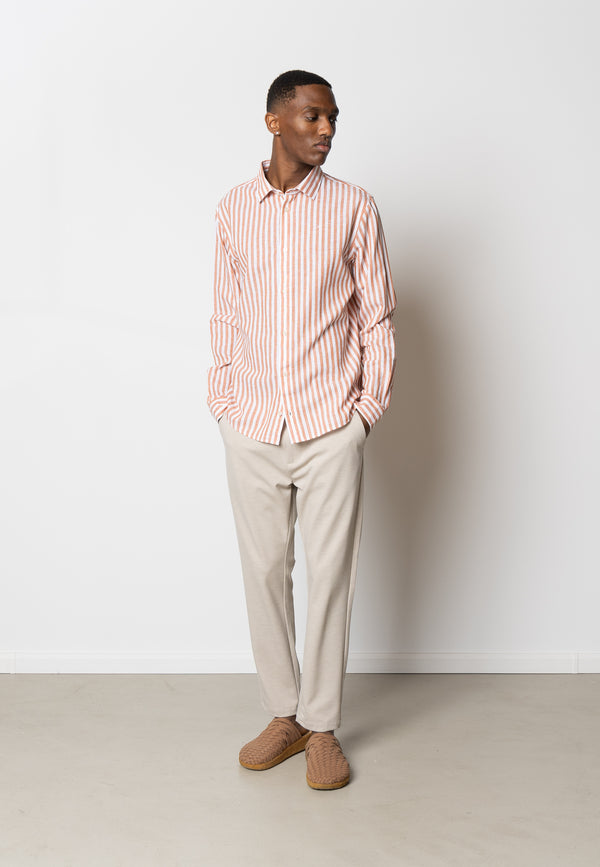 Clean Cut Copenhagen Jamie cotton/linen striped shirt Shirts L/S Orange/Ecru